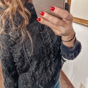 Molly B, Never Worn, Lace+Ruffle Sweater, Small